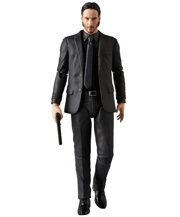 髪を撫でつけたバージョンと傷だらけの2種類の頭部パーツが付属する(「MAFEX JOHN WICK」)