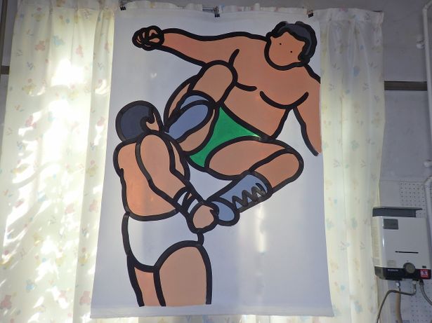 プロレスラーを描いたアートも