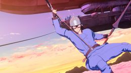 ミカは危険も顧みずに空飛ぶ龍に飛び移る