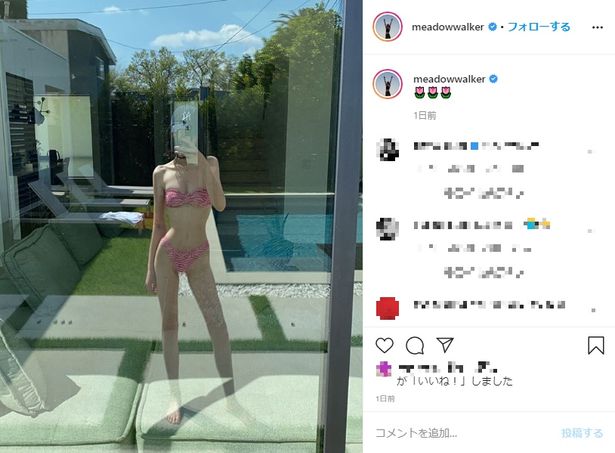 【写真を見る】最強遺伝子でスタイルも最高！ビキニ姿で美くびれを披露したメドウ・ウォーカー