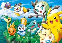 『劇場版ポケットモンスター ベストウイッシュ キュレムVS聖剣士』の上映劇場でプレゼントされるメロエッタ(右から3番目)