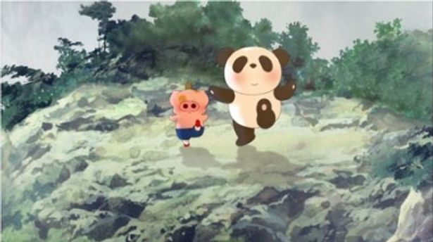 左が主人公で子ブタのマクダル。右が謎のパンダのホンポウくん