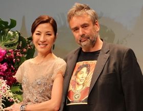 『The Lady アウンサンスーチー ひき裂かれた愛』のジャパンプレミアに登壇したリュック・べッソン監督とミシェル・ヨー