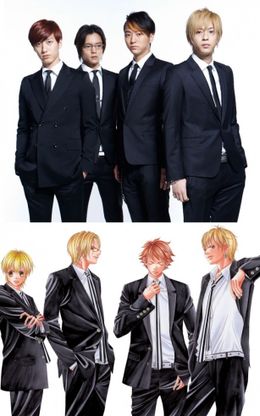 CRUDE PLAYのメンバーを演じる、左から水田航生、窪田正孝、浅香航大、三浦翔平