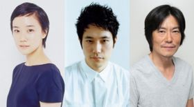 『春を背負って』に出演する、左から蒼井優、松山ケンイチ、豊川悦司