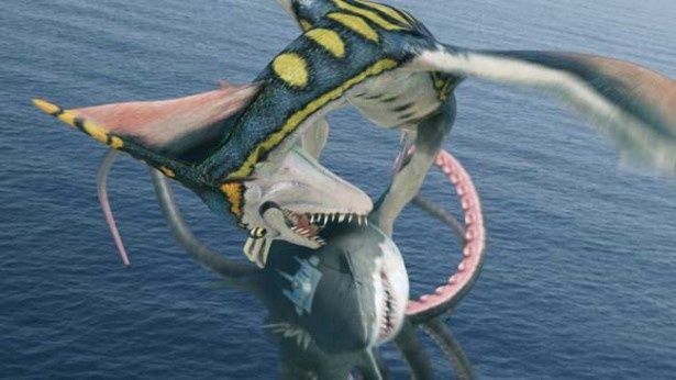空と海でモンスター同士の戦いが展開！