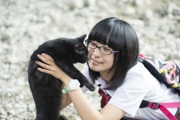 ネコとたわむれるイツ子