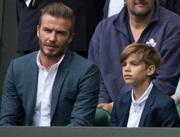 息子のロメオと一緒にテニス観戦をしたデビッド・ベッカム