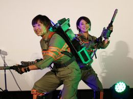 東京オリンピックに意欲!?『ゴーストバスターズ』の日本語吹替版3D特別上映会に登壇した友近と山崎静代(南海キャンディーズ)