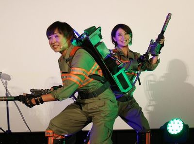 東京オリンピックに意欲!?『ゴーストバスターズ』の日本語吹替版3D特別上映会に登壇した友近と山崎静代(南海キャンディーズ)