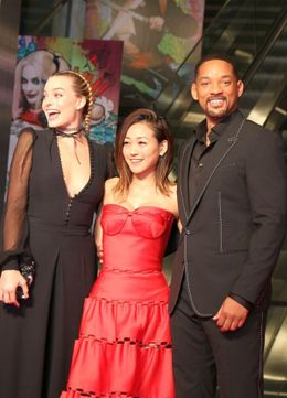 すでにダントツ人気のハーレイ・クイン役マーゴット・ロビー、新人女優・福原かれん、約3年ぶり13回目の来日となるウィル・スミスが登場
