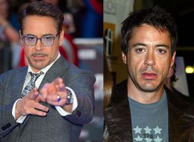 左が現在、右が2003年当時のロバート・ダウニー・Jr.。2003年に比べ、現在のほうが若々しい