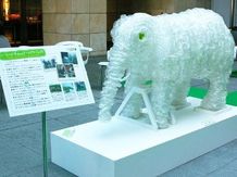 「エコ」をテーマにペットボトルで作られたオブジェ